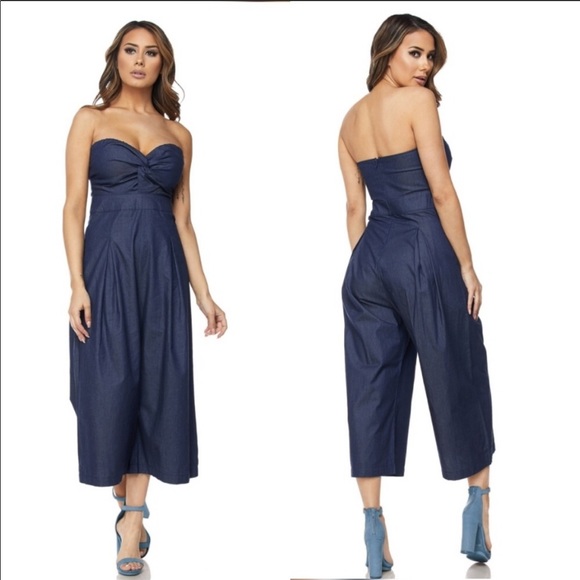 Denim Knot Jumpsuit - Picture 2 of 4